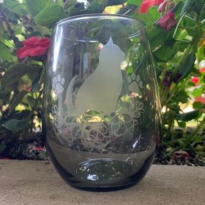 Etched cat glass